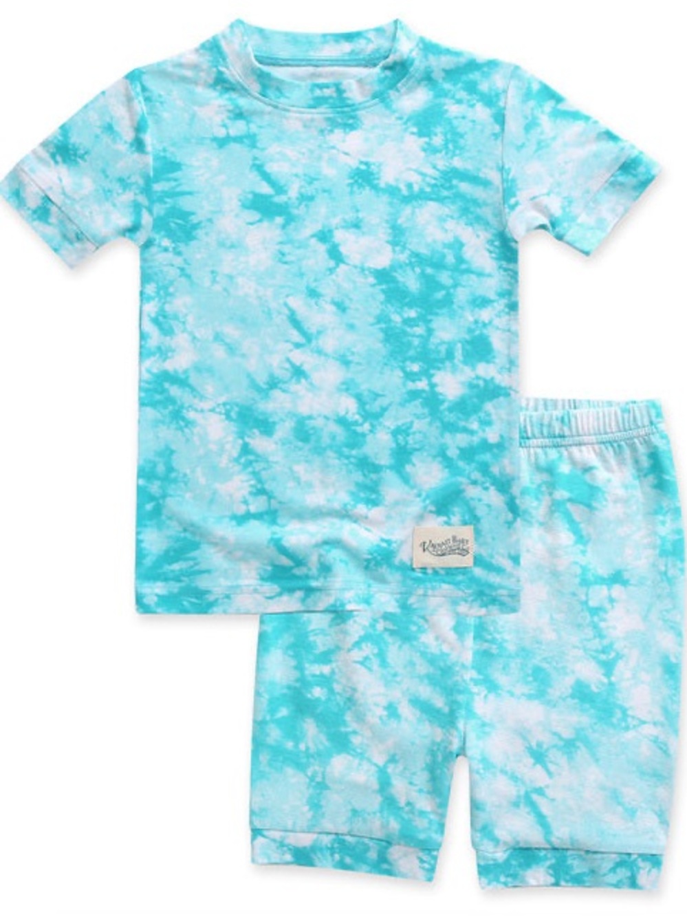 Kids Tie-Dye Short Sleeve Pajama Set in Turquoise